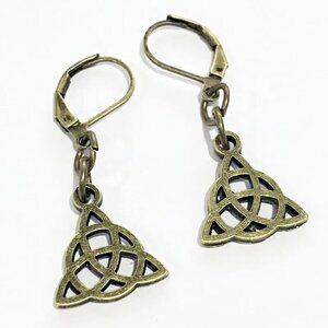 Bronze Celtic Wiccan Pagan Irish Triquetra Knot Victorian Viking Pendant Earring